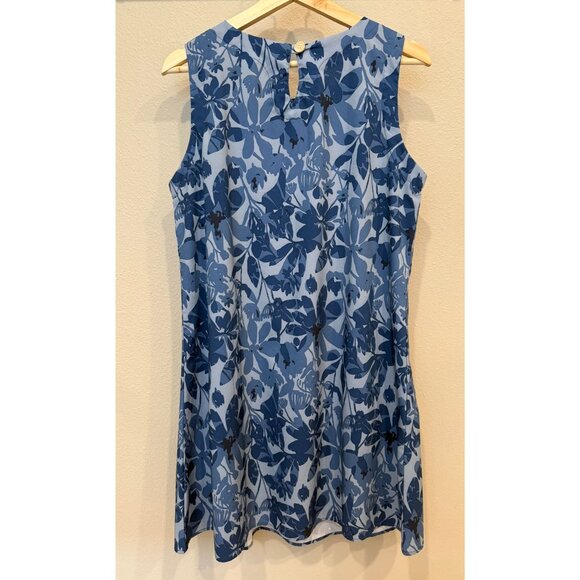 Ripskirt Hawaii Blue Floral Sleeveless Midi Tank Dress Medium Pockets Tropical - Picture 2 of 10